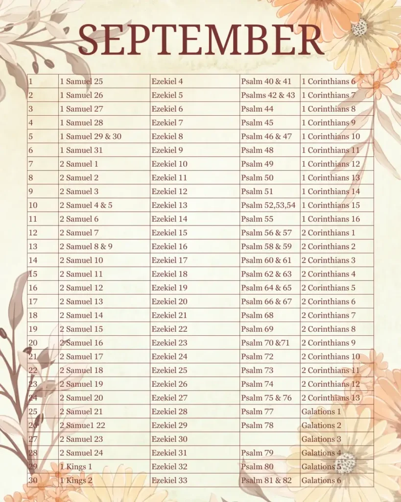 September Bible Reading Plan